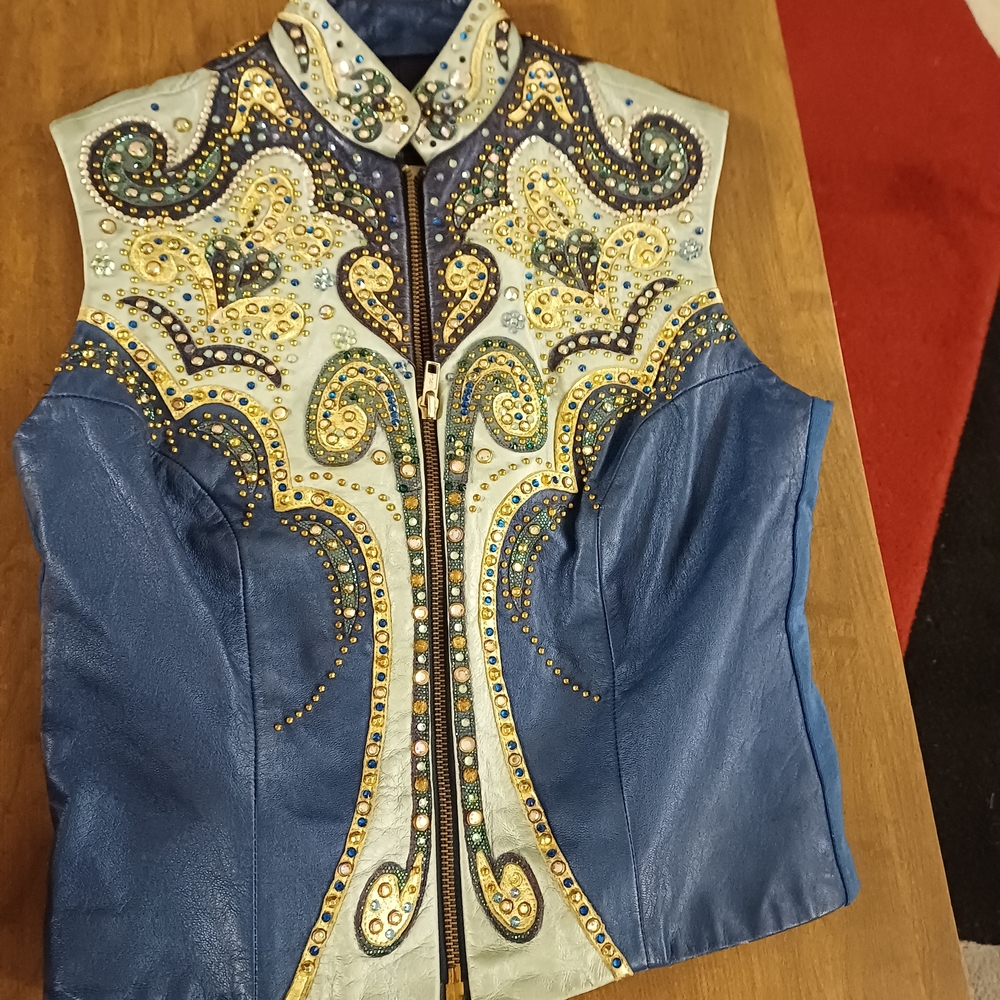 Showtime Collection Leather Rhinestone Vest